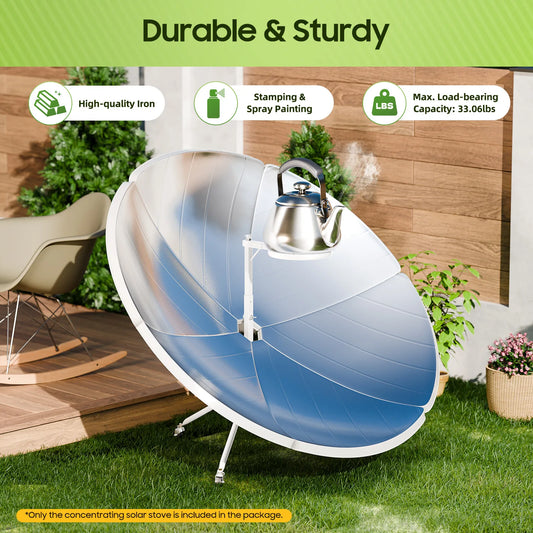 Portable Parabolic Solar Cooker 1500W Thermal Power for Eco-Friendly Camping, Hiking, Off-Grid Living and Emergency Preparedness