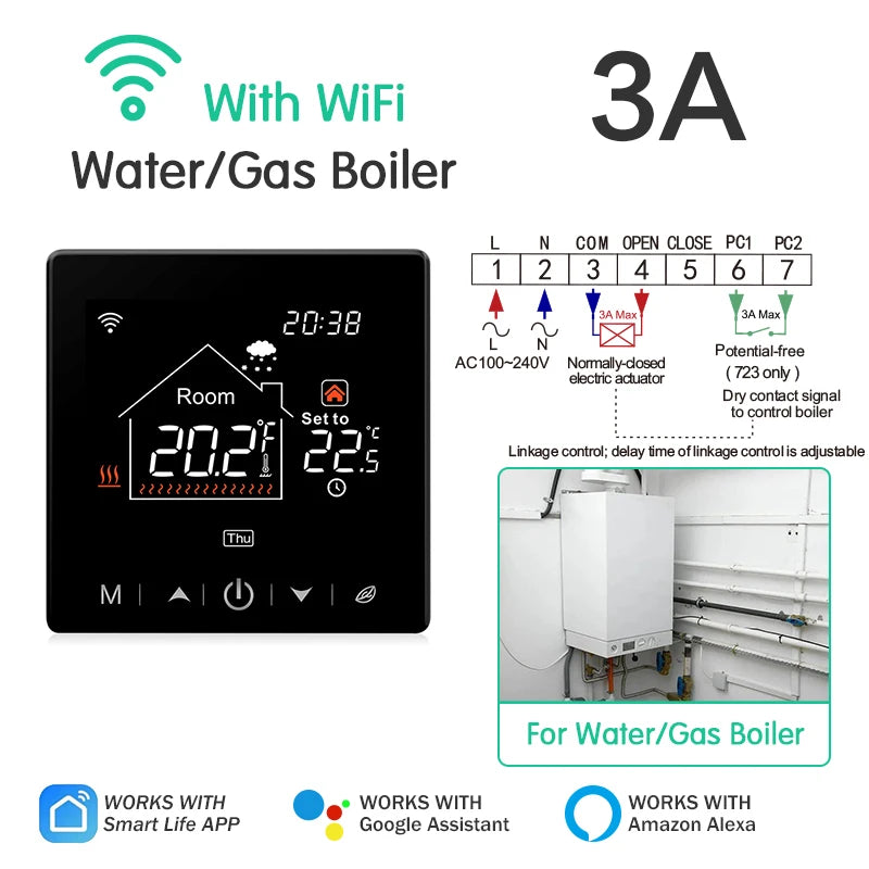 Tuya Thermostat WiFi Electric/Water/Gas Boiler Warm Floor Heating Temperature Controller Smart Thermoregulator Alexa Google