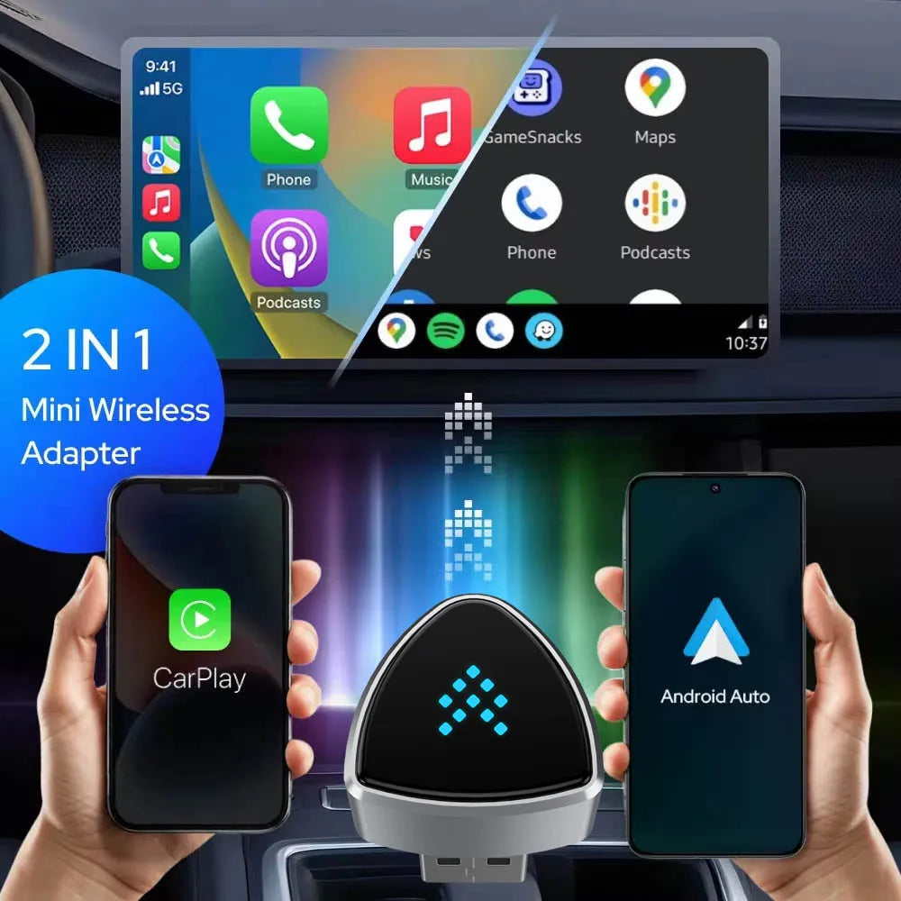 Skilldrive 2026 Mini CarPlay Wireless Adapter Android Auto Dongle USB C AI Smart Box Intelligent System for Wired CarPlay Car