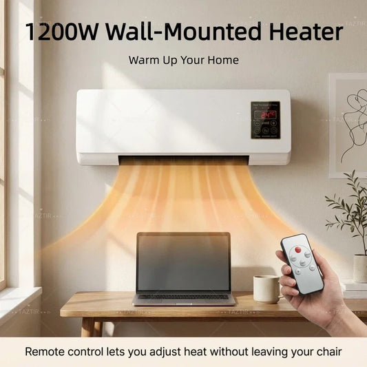 2-in-1 Wall-Mounted Heater 1400W with 6-Hour Timer Remote Touchscreen Control Natural Fan Mode Overheat Protection