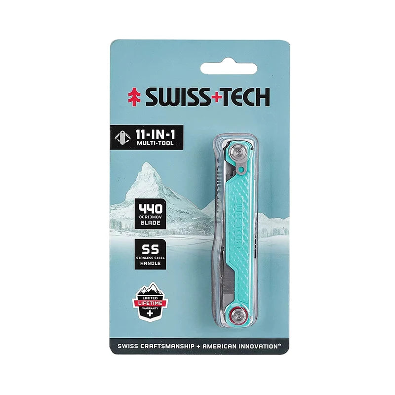 SWISS TECH 11 in 1 Mini Multitool Knife with Clip Folding EDC Outdoor Camping Survival Tools Scissors Screwdriver 2025 New