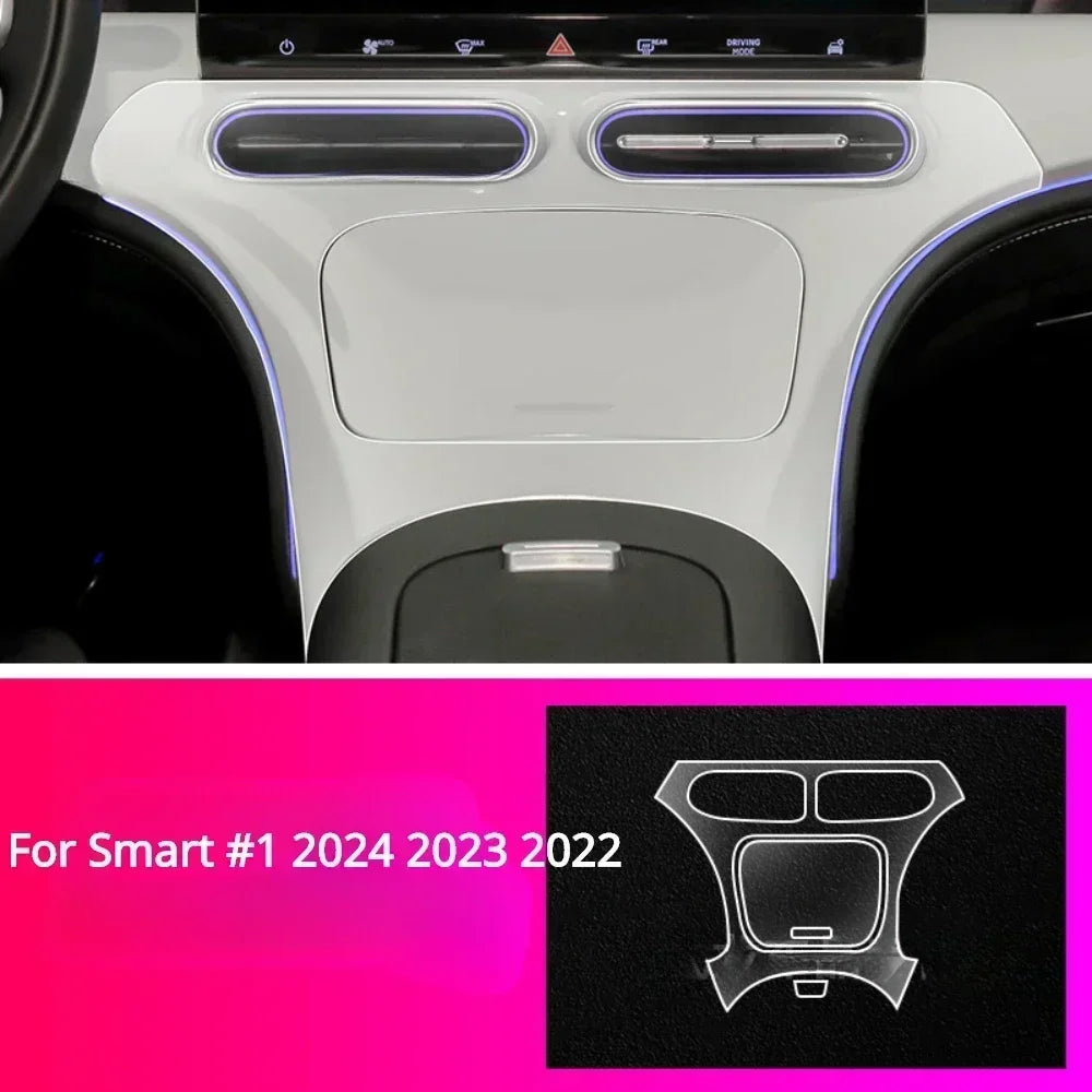 For Smart #1 2024 2023 2022 Accessories Car interior film transparent TPU Gear Panel Navigation Center Console PPF Protection
