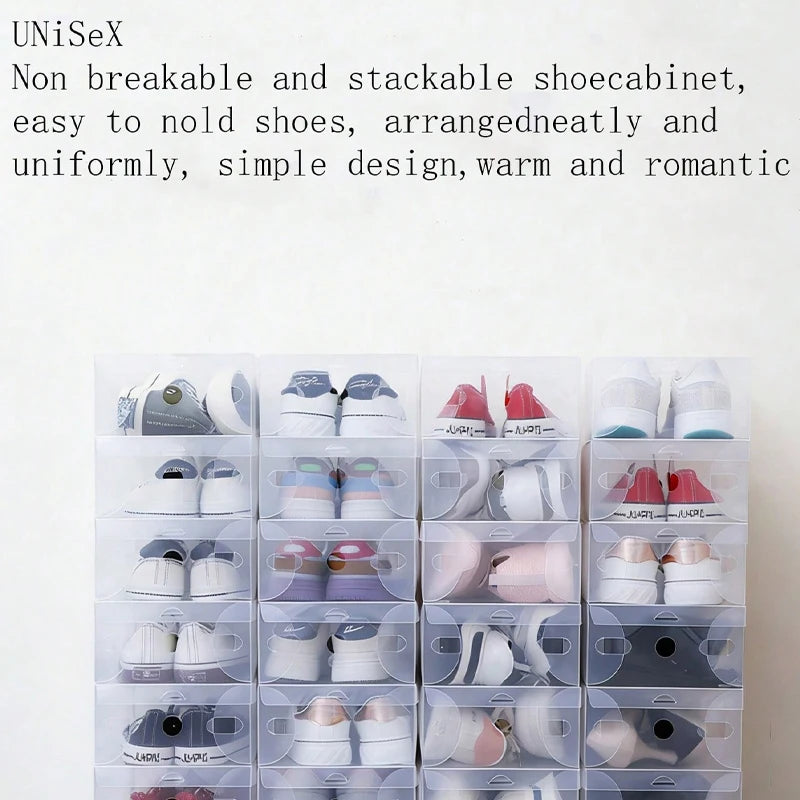 6/12/20 Foldable Dustproof Transparent Shoe Box Stackable Storage Box, Suitable For Living Room And Bed Bottom Storage