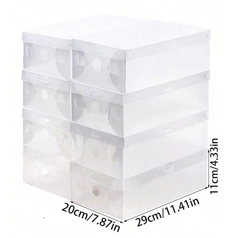 6/12/20 Foldable Dustproof Transparent Shoe Box Stackable Storage Box, Suitable For Living Room And Bed Bottom Storage