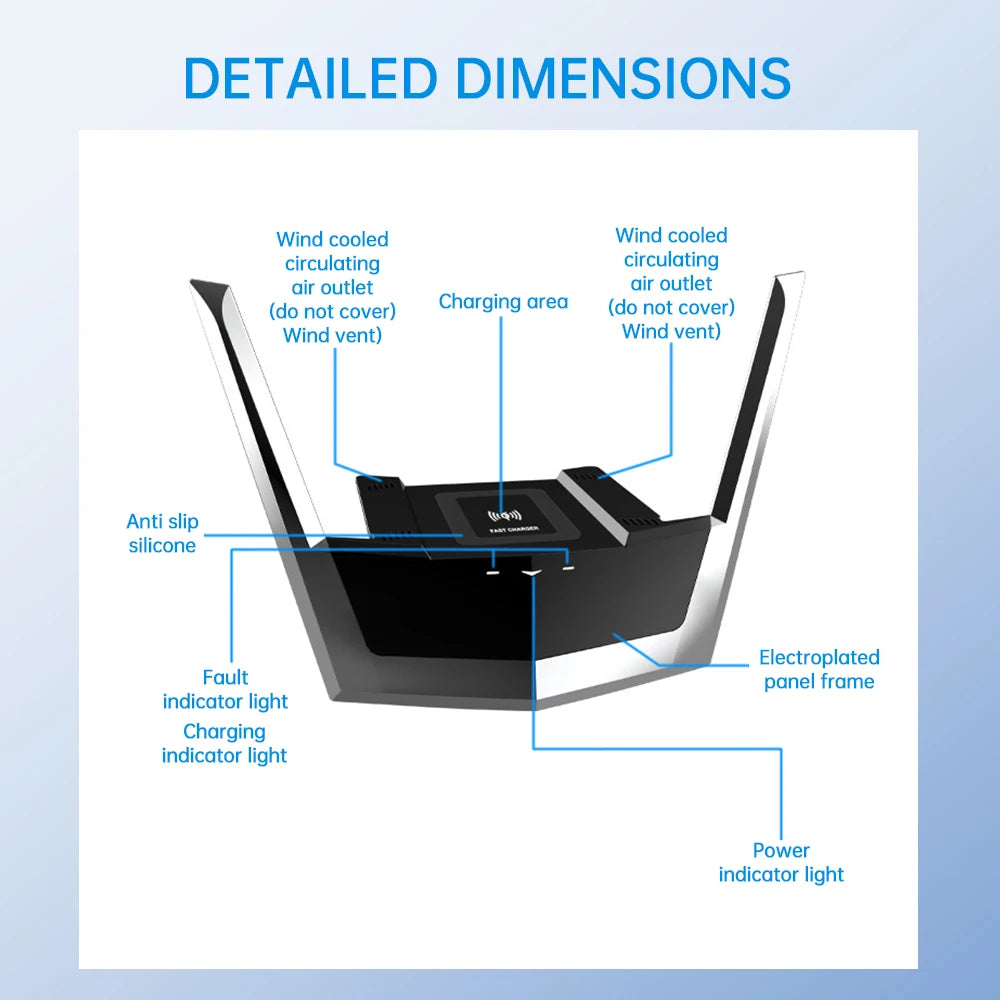 Fast Wireless Car Charger for Cadillac XT5 XT6 2015-2021 Compatible with Xiaomi iPhone - Dashboard Mount Charging Accessory