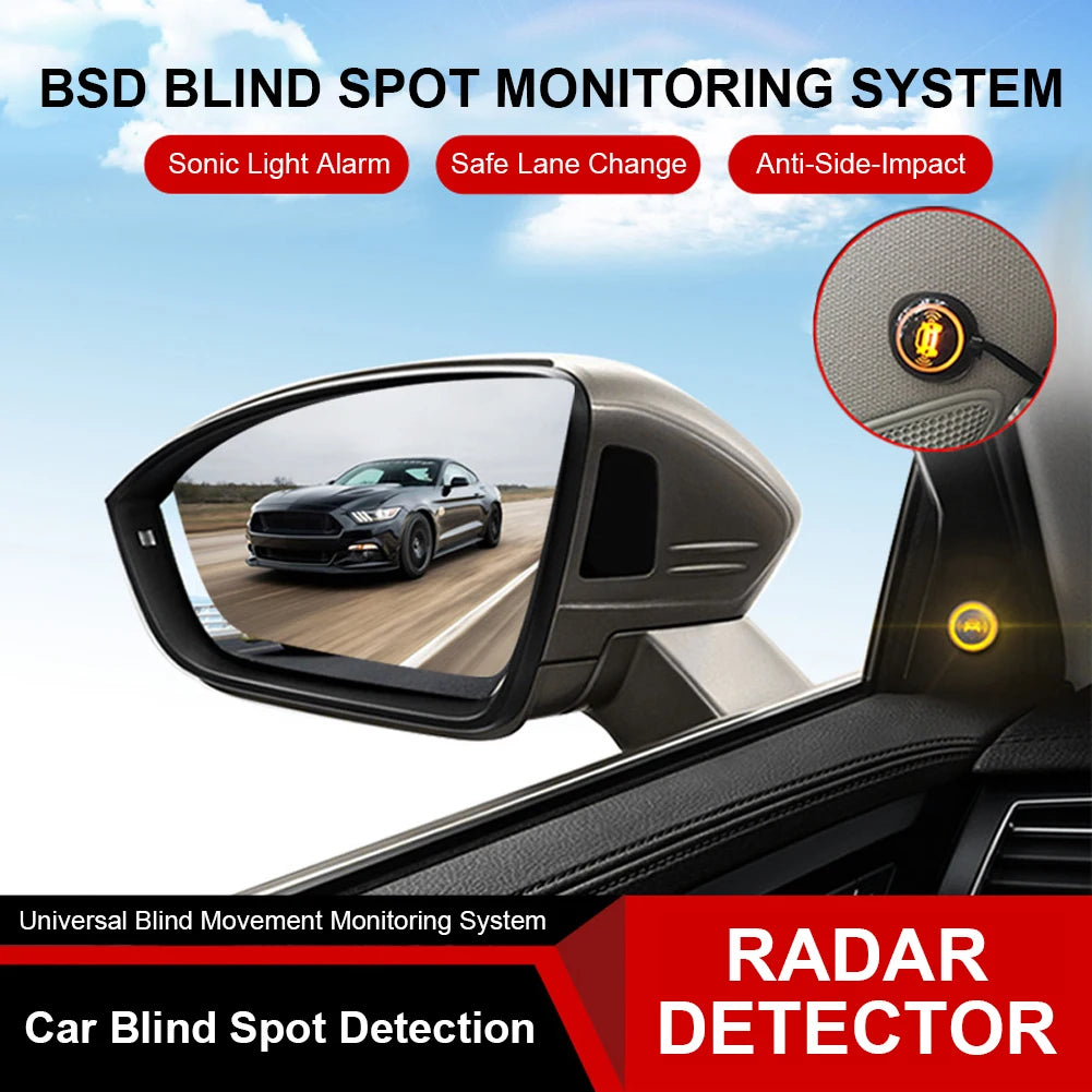 BSD Warning Light Car Blind Spot Detection IP67 Waterproof Assist Lane Changing Blind Spot Monitoring System Radar Detection Set