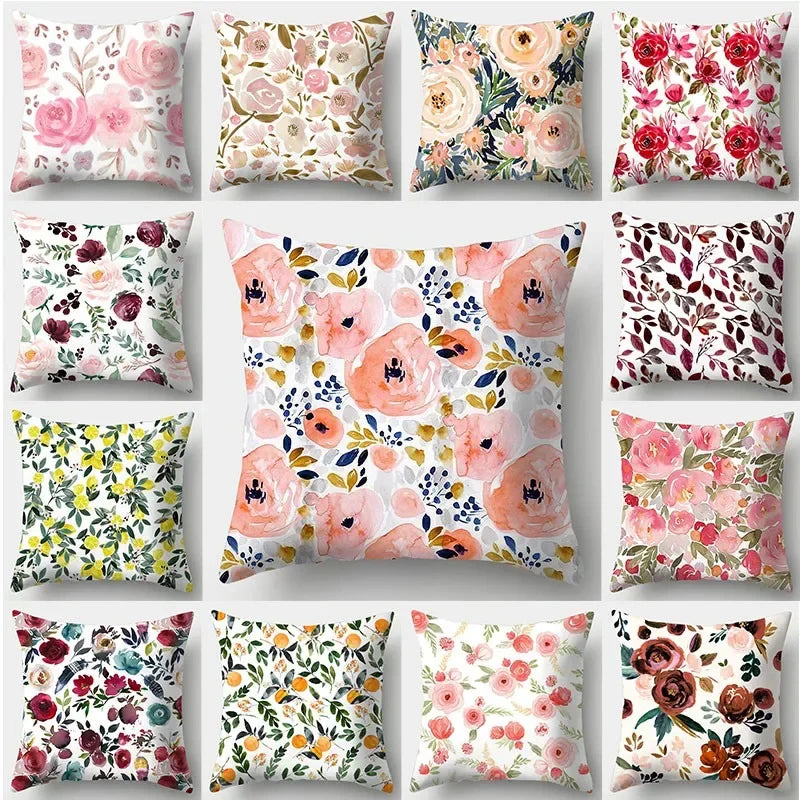 Fresh Style Pillowcase 45cmX45cm Square Sofa Pillow Cover Pretty Flowers Cushion