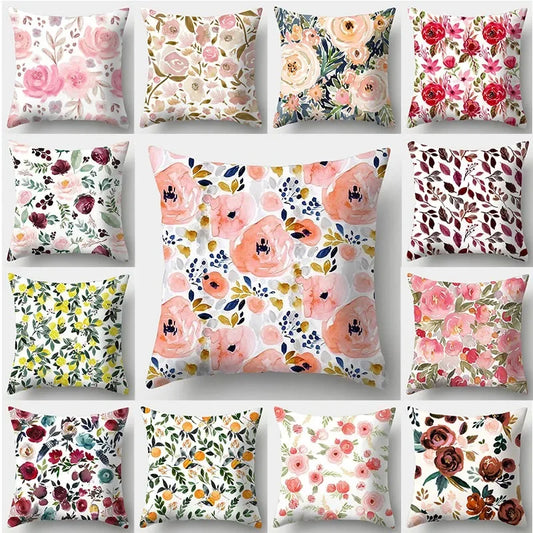 Fresh Style Pillowcase 45cmX45cm Square Sofa Pillow Cover Pretty Flowers Cushion