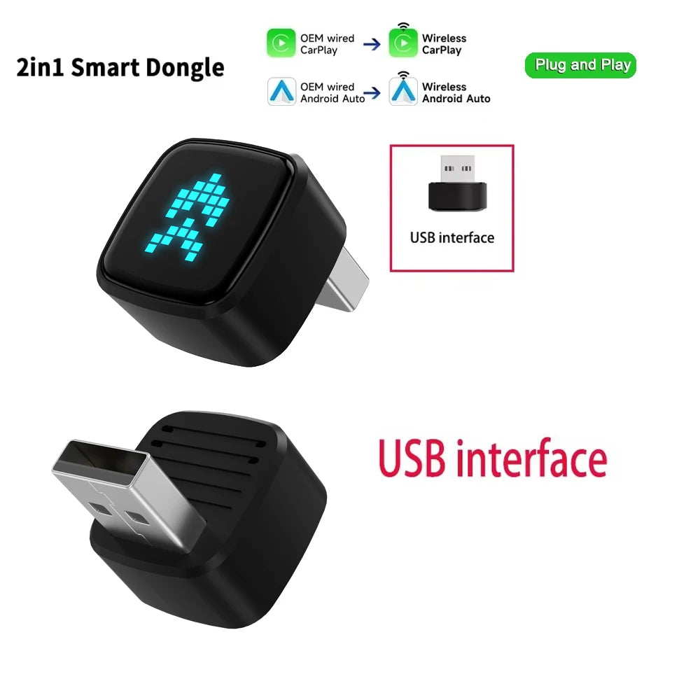 Skilldrive 2025 Ultra Mini Wireless CarPlay Adapter Wireless Android Auto AI Smart Box Intelligent Systems for Wired CarPlay Car