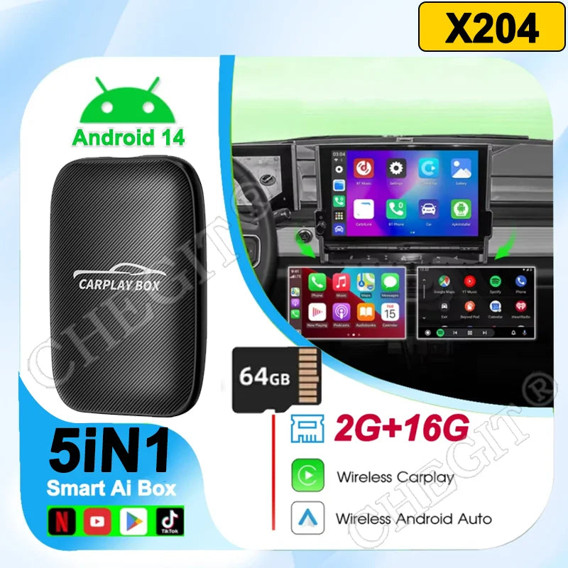 5 in 1 Carplay Ai Box Android Auto Wireless Carplay Adapter Carplay Car Multimedia Player Auto Connect For YouTube Netflix