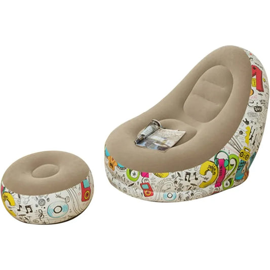 Bean Bag Chair Foldable Flocking Inflatable Sofa Outdoor Living Room Ultra Soft Lazy Sofa Couch Bean Bag Chair with 4-inch Foot
