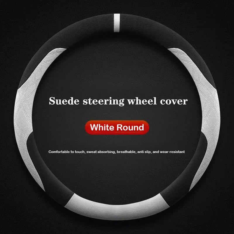 Suede Leather Car Steering Wheel Cover for Smart forfour Smart 1 3 5 2015 - 2025 Auto Accessories