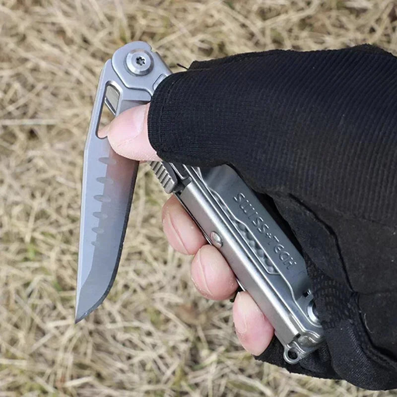 SWISS TECH 11 in 1 Mini Multitool Knife with Clip Folding EDC Outdoor Camping Survival Tools Scissors Screwdriver 2025 New