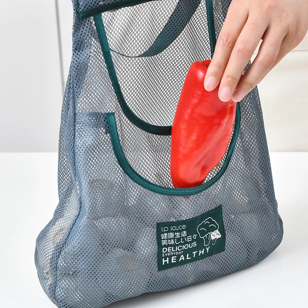Fruit Vegetable Storage Bag Reusable Vegetable Mesh Bag Washable Eco Friendly Hollow Net Portable for Garlic Potatoes Onion