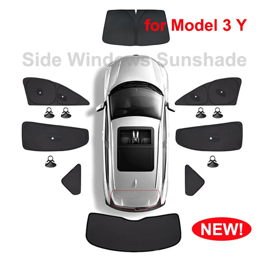 for Tesla Model 3 Y Juniper Highland 2025-2021 2026 Car Side Window Sunshade with Suction Cups Front Rear Windshield Privacy