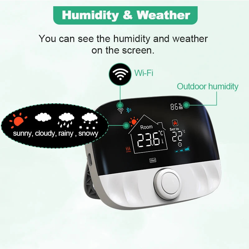 Tuya Smart Home Wifi Wireless Thermostats For Gas Boiler Tuya Battery Wifi Heating Thermostat Room RF Smart Life  Alexa Google
