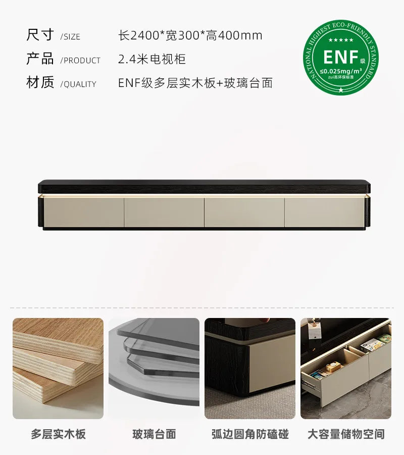 Modern Aesthetics TV Stand Sliding Doors Living Room Furniture Elegant Space Saving TV Stand Eco Friendly Materials Sustainable