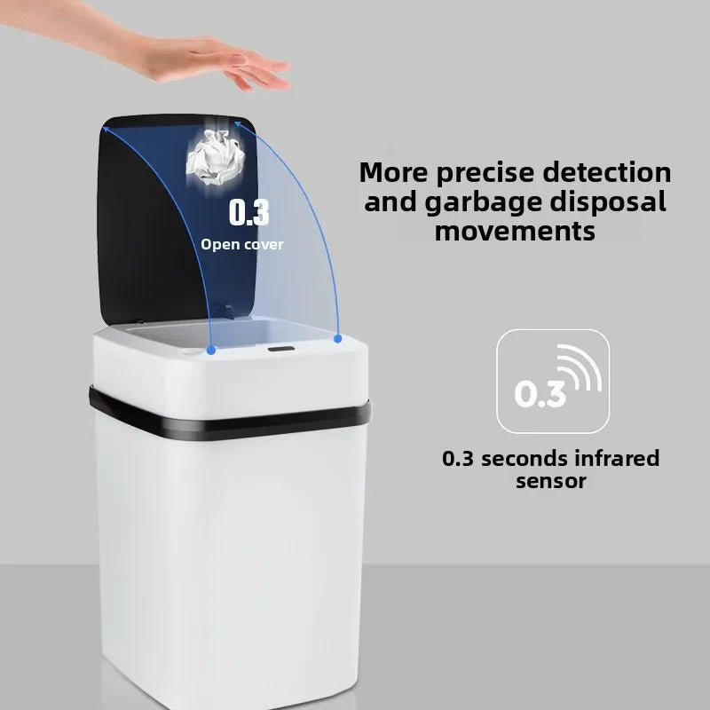 13L Smart Sensor Trash Can Fully Automatic Waterproof for Kitchen Living Room Household Bathroom Toilet Garbage Bin