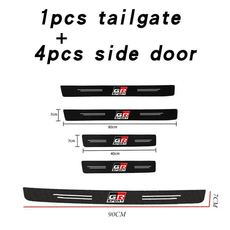 Car Sill pedal Rear Bumper Protection Stickers For Toyota GR Sport Gazoo Racing Yaris 86 Corolla Hilux Supra C-HR Accessories