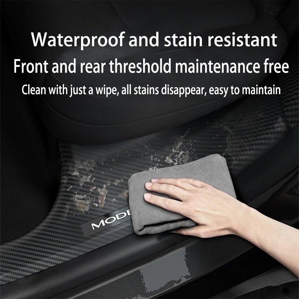 2 4 8PcsFor Tesla NewModelY Juniper 2025 ABS Front Rear Door Sill Protector Threshold Strip Anti-kick Guard Panel Waterproof Pad