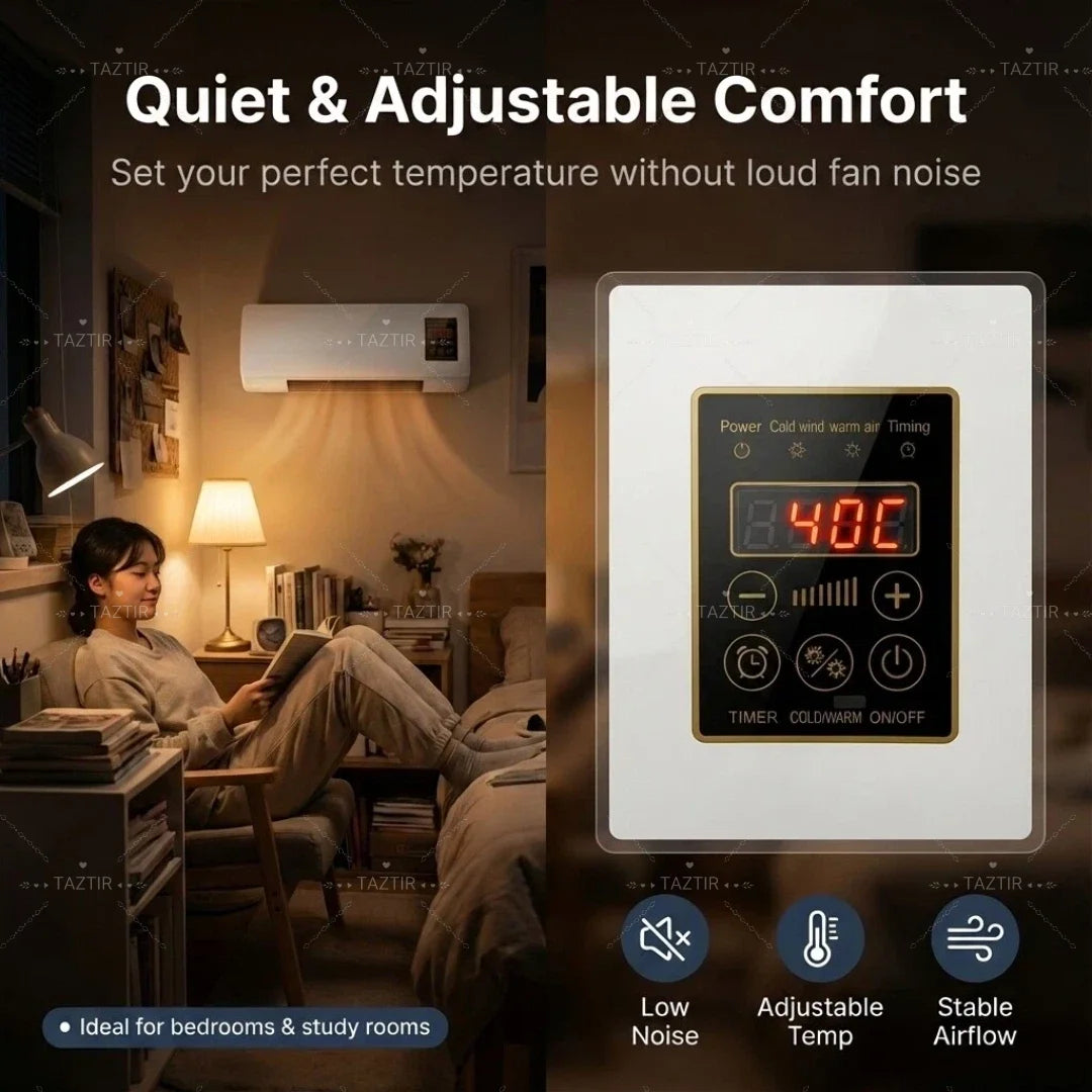 2-in-1 Wall-Mounted Heater 1400W with 6-Hour Timer Remote Touchscreen Control Natural Fan Mode Overheat Protection