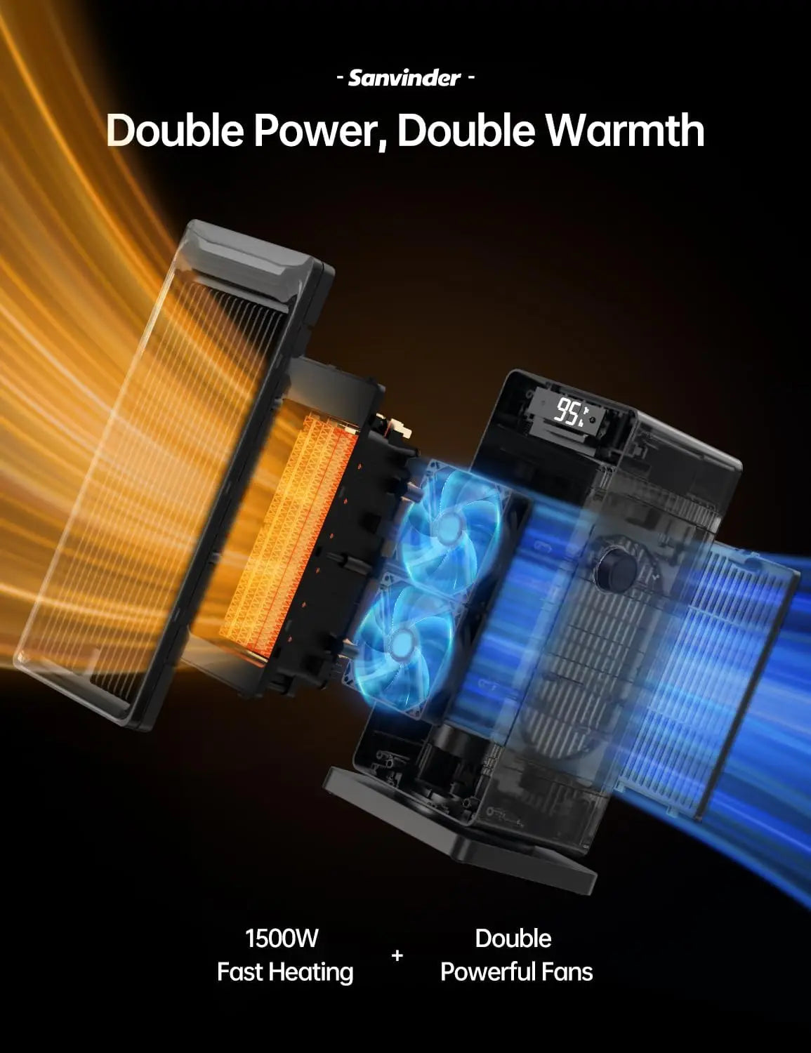 1500W Space Heater, ECO Thermostat, 90° Oscillating, 24H Timer, Remote Control, Fast Heating for Bedroom & Home Office