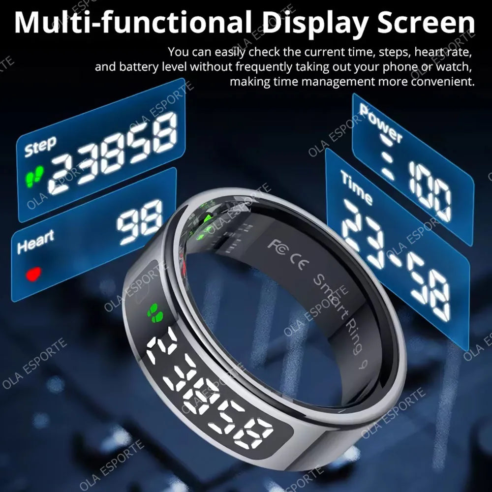 Smart Ring Multi-sports Modes Pedometer Fitness Tracker Health Monitor IP68 Waterproof Military Grade LCD Screen Smart Ring 2025
