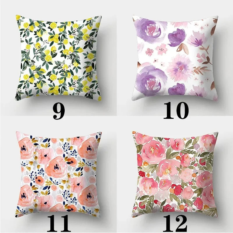 Fresh Style Pillowcase 45cmX45cm Square Sofa Pillow Cover Pretty Flowers Cushion