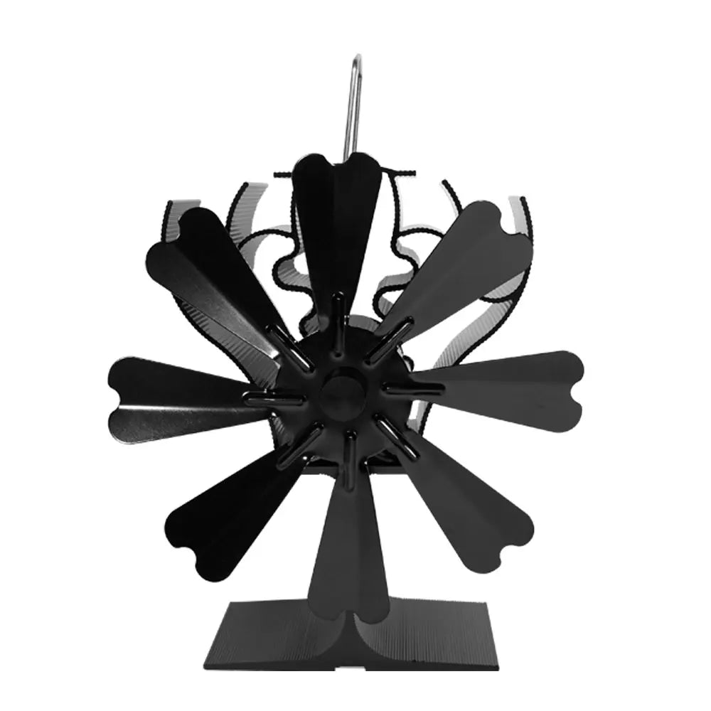 Heat Powered Stove Fan Eco Quiet Black 6 Blades Log Wood Burner Fireplace Fan Efficient Heat Distribution Winter Warmer Home