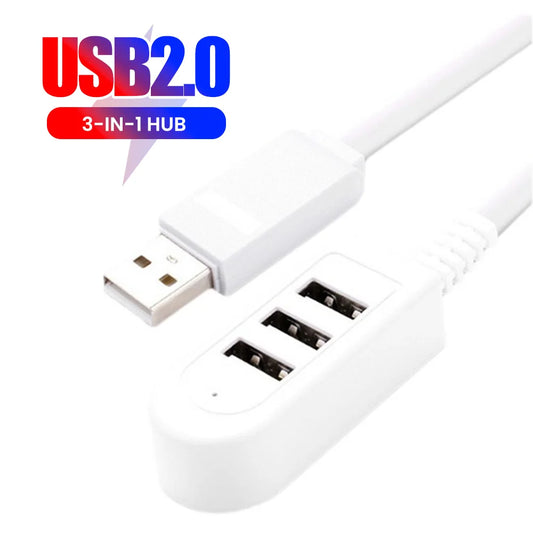 3-in-1 USB2.0 HUB 2.0 2USB Extension Cable HUB Splitter USB 2.0 Hub Expander Power Adapter For PC Computer Accessories