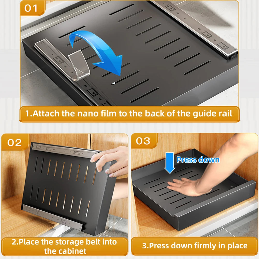 Pull Out Cabinet Organizer, Carbon Steel Slide Out Drawers Pantry Shelves, Home Organizers For Kitchen Bathroom Pantry