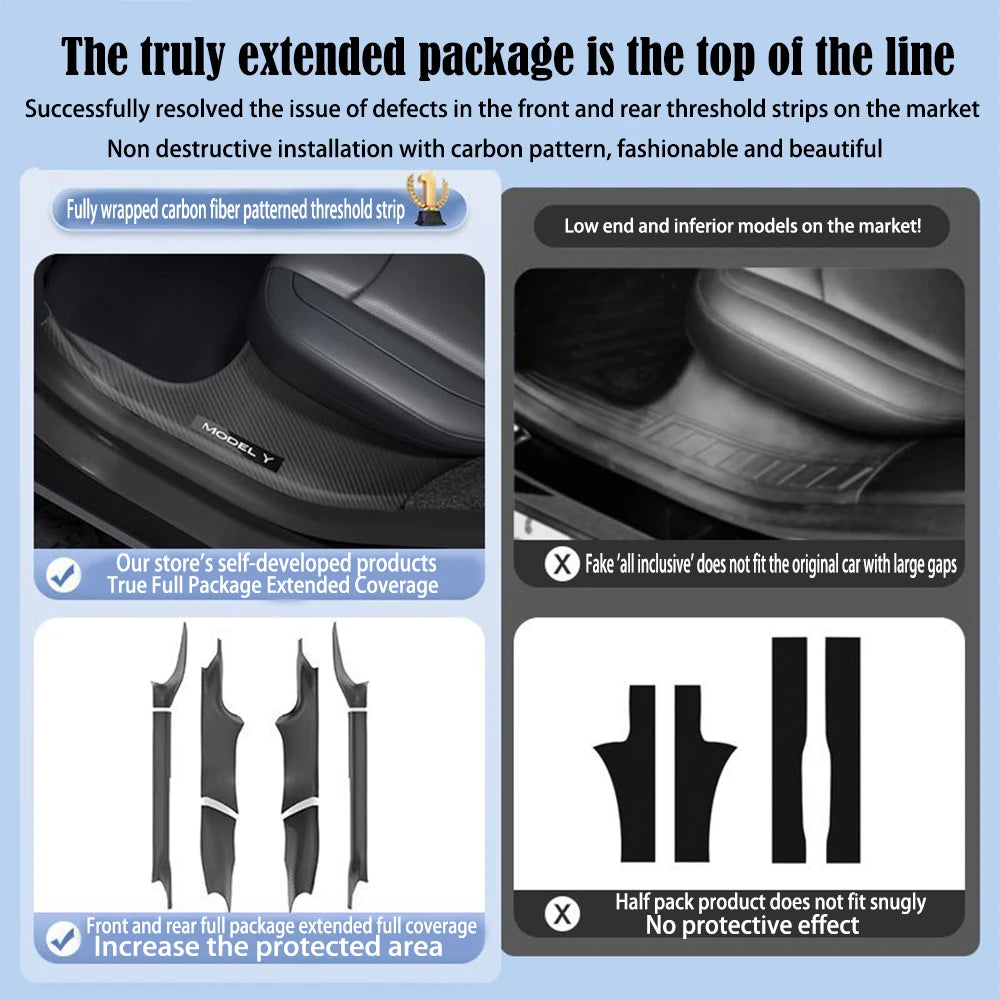 2 4 8PcsFor Tesla NewModelY Juniper 2025 ABS Front Rear Door Sill Protector Threshold Strip Anti-kick Guard Panel Waterproof Pad