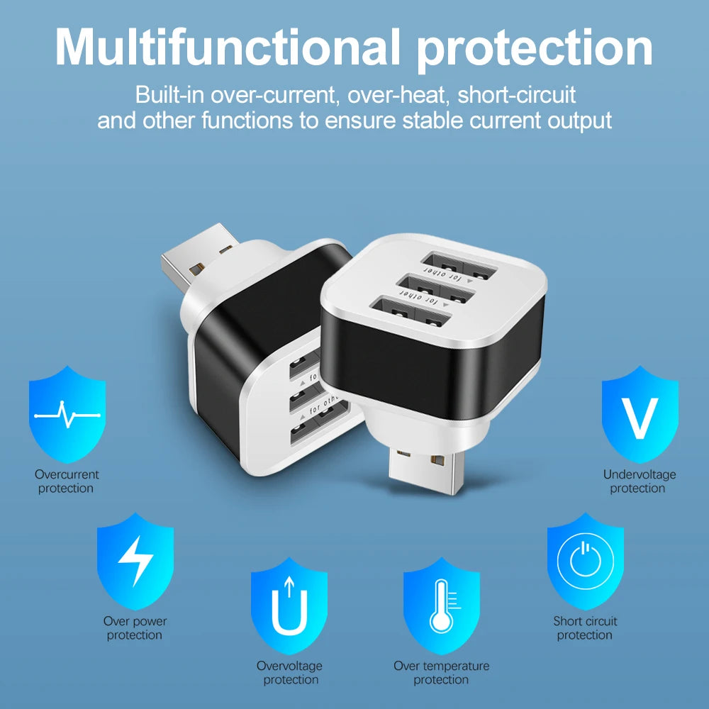 1/3PCS Hub Multi USB 2.0 Hub USB Splitter 3-in-1 Multi Ports 2.0 USB Extender Adapter Port Splitter For PC Computer Accessories
