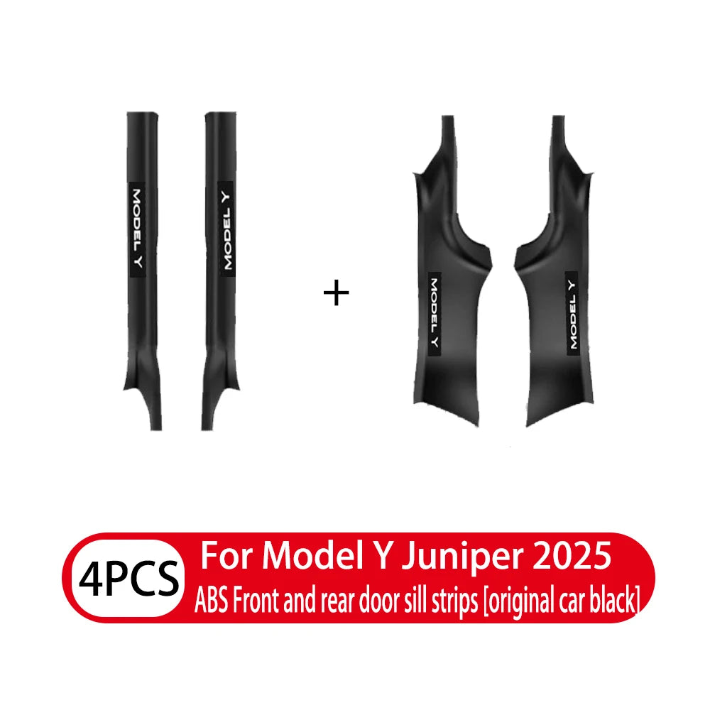 2 4 8PcsFor Tesla NewModelY Juniper 2025 ABS Front Rear Door Sill Protector Threshold Strip Anti-kick Guard Panel Waterproof Pad